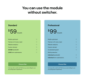 Pricing Cards with Yearly Switcher Module by Room120
